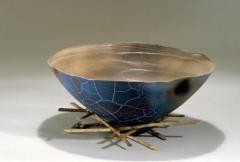 PPaula Murray Bowl on Base 1988 35 x 35 x 17. Wood base tied with gut. Courtesy of the artist.