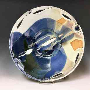 Valerie Metcalfe.. 2017. Skyscape/Landscape plate. Porcelain, solder, glass. 40.6 cm w.