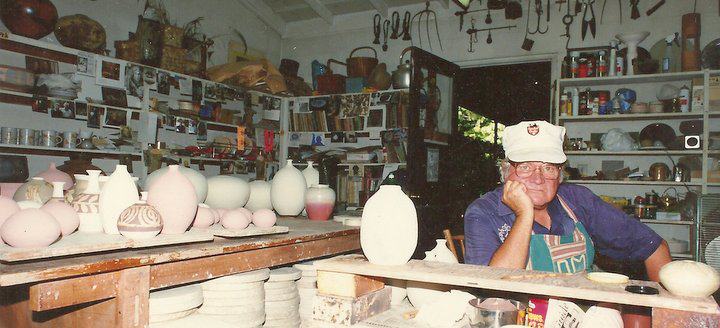 DeanMullavey in the Heinos' studio, Ojai California. Early 1990s.